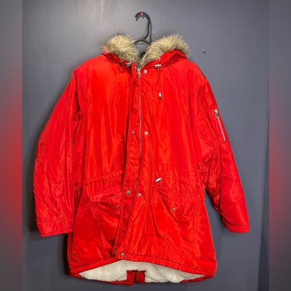 New Look Red Parka Fur Hooded Coat - Picture 8 of 13